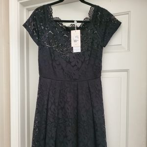 Solid black lace dress, New, size L